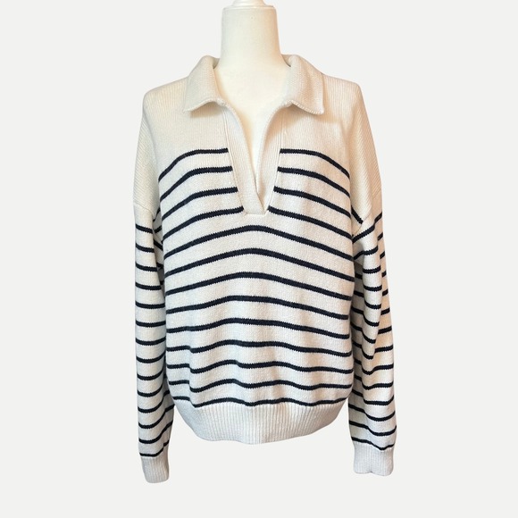 Wilfred Aritzia Striped Wool Oversized Collar Sweater XL - Picture 1 of 7